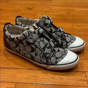 Coach- Woman’s Black and Gray “C” Patterned Velcro Shoes.